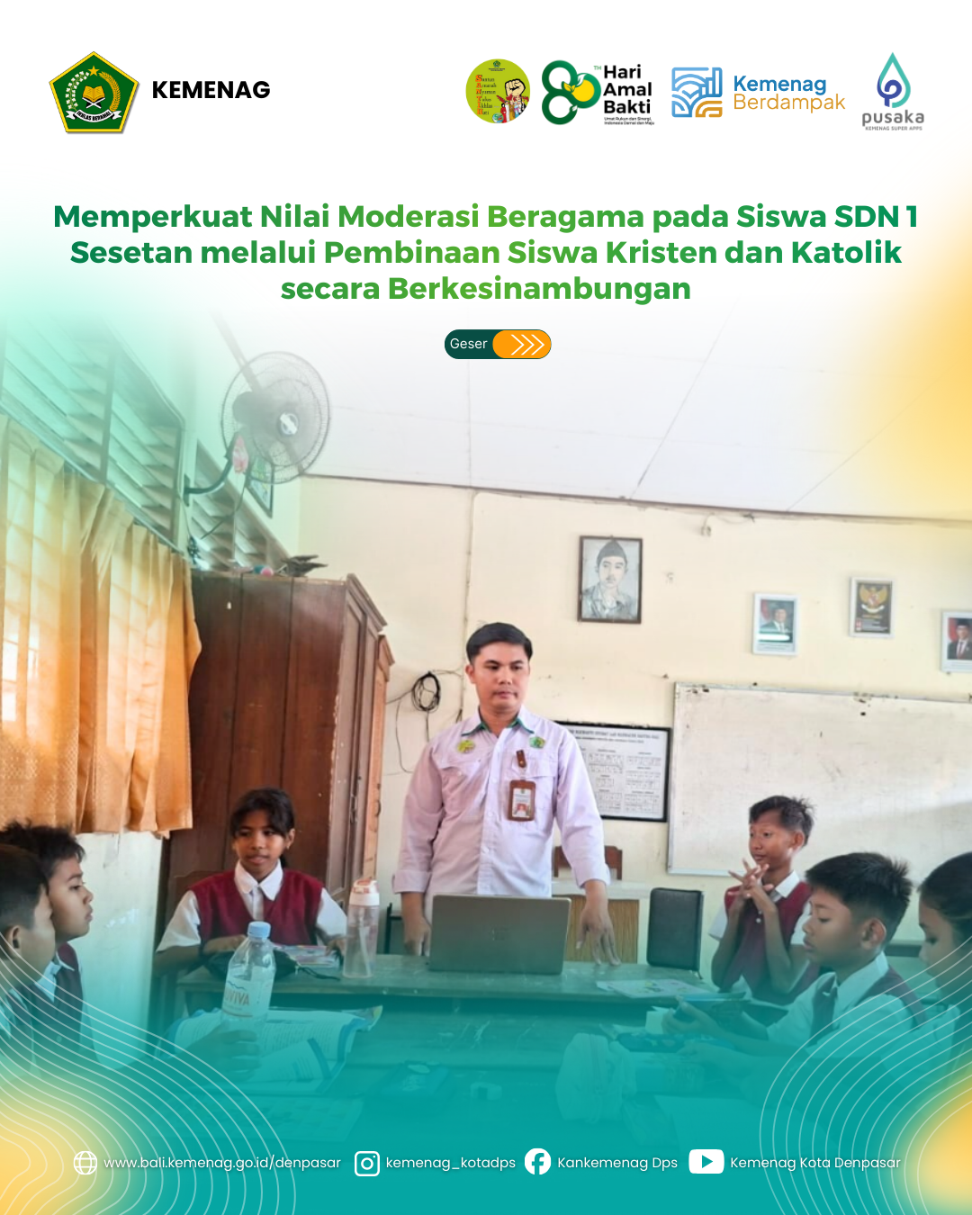 Tanamkan Ibadah Sejati Sejak Dini, Penyuluh Agama Kristen Hadir di SDN 9 Pedungan