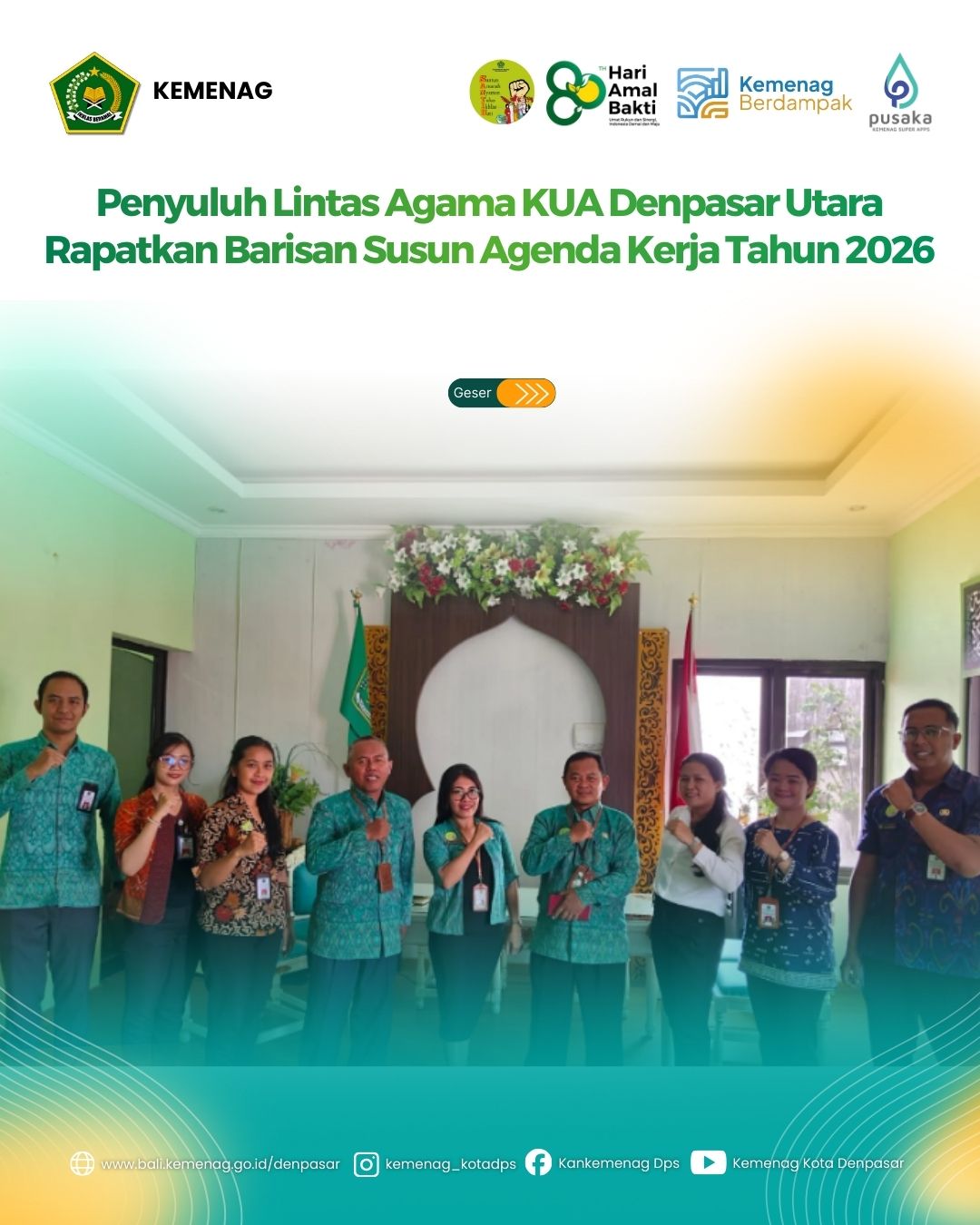 Penyuluh Lintas Agama KUA Denpasar Utara Rapatkan Barisan Susun Agenda Kerja Tahun 2026