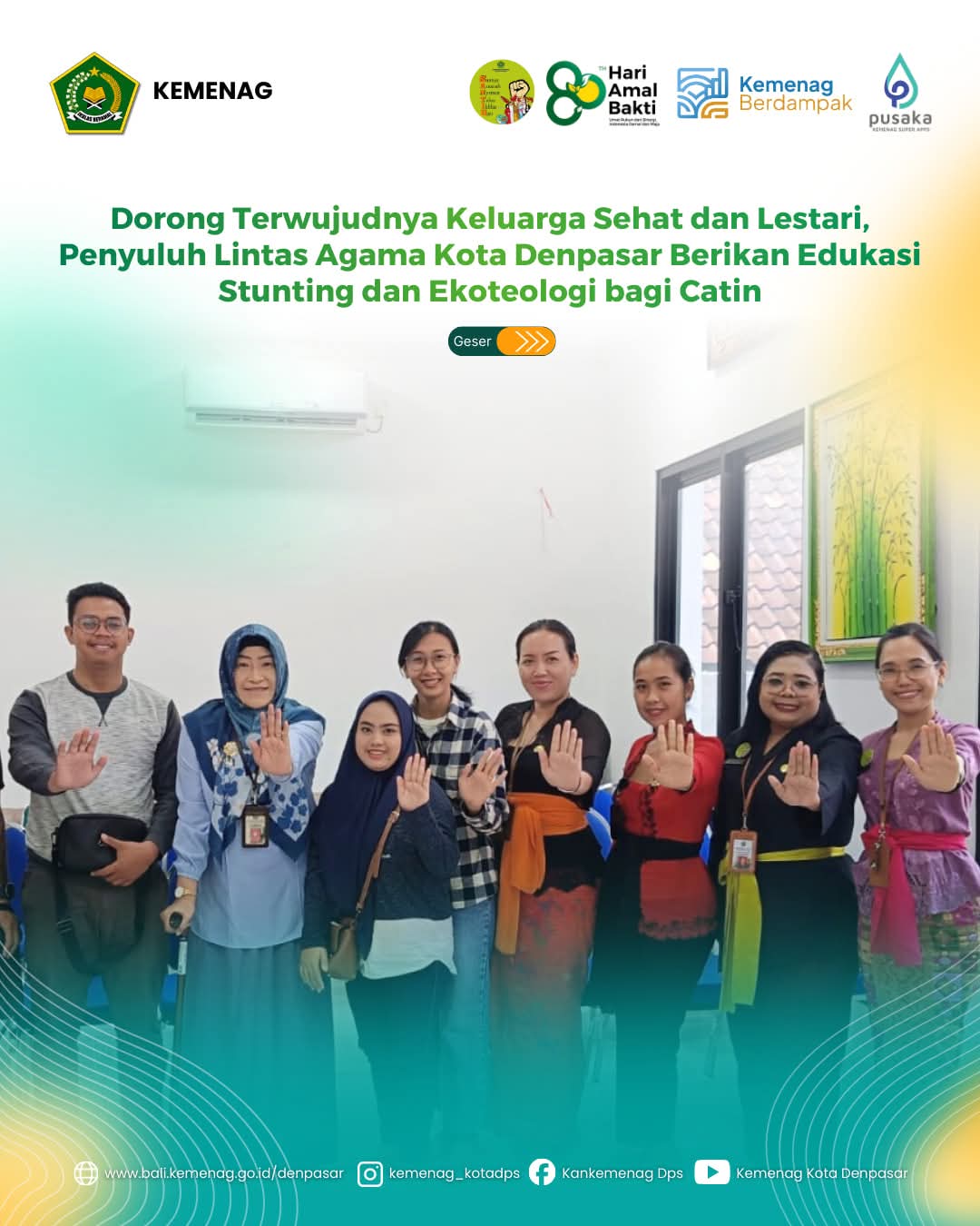 Dorong Terwujudnya Keluarga Sehat dan Lestari, Penyuluh Lintas Agama Kota Denpasar Berikan Edukasi Stunting dan Ekoteologi bagi Catin