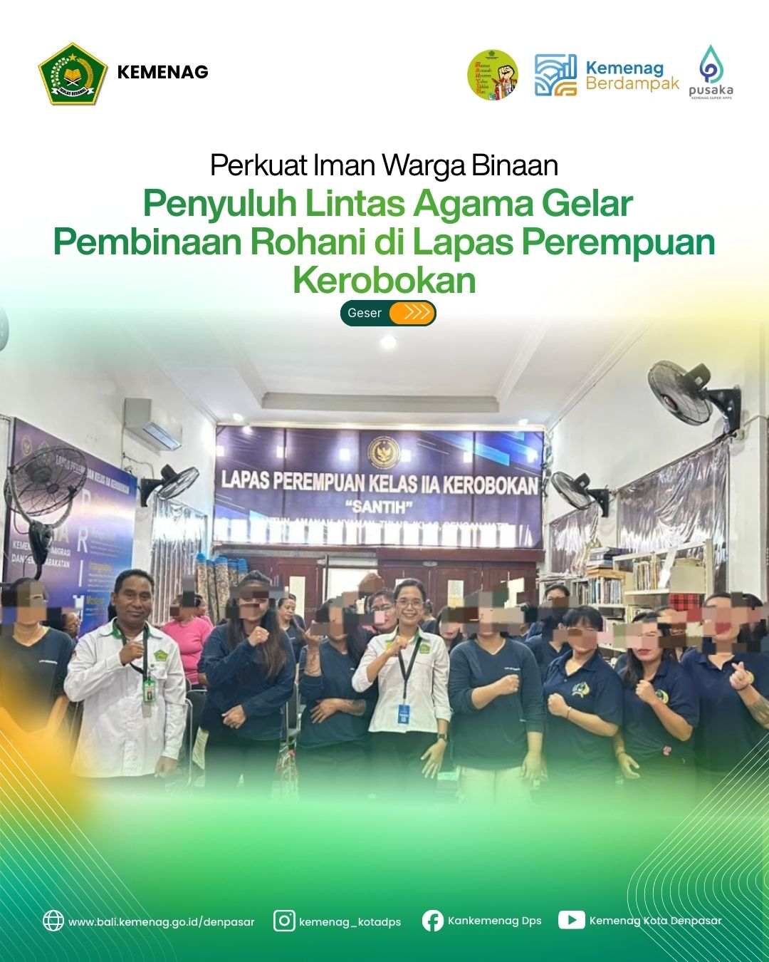 Perkuat Iman Warga Binaan, Penyuluh Lintas Agama Gelar Pembinaan Rohani di Lapas Perempuan Kerobokan