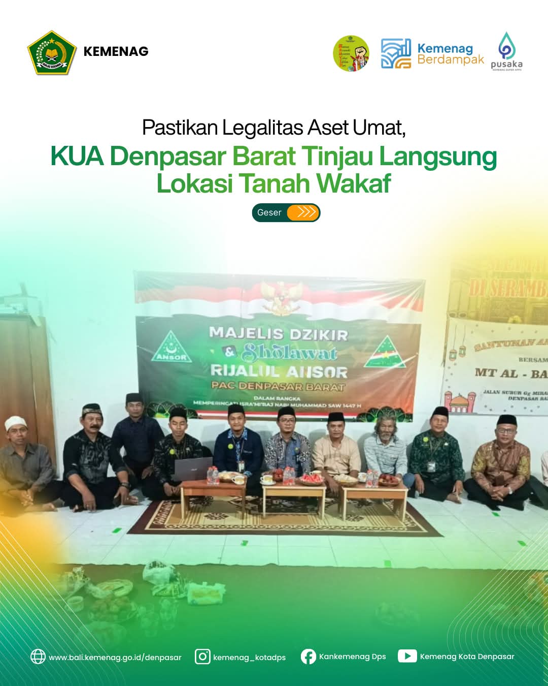 Pastikan Legalitas Aset Umat, KUA Denpasar Barat Tinjau Langsung Lokasi Tanah Wakaf