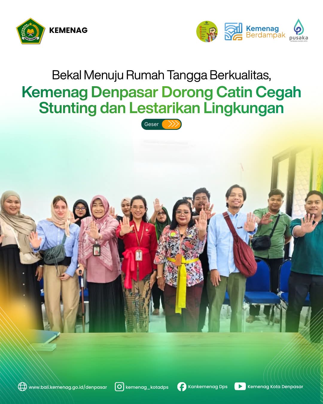 Bekal Menuju Rumah Tangga Berkualitas, Kemenag Denpasar Dorong Catin Cegah Stunting dan Lestarikan Lingkungan
