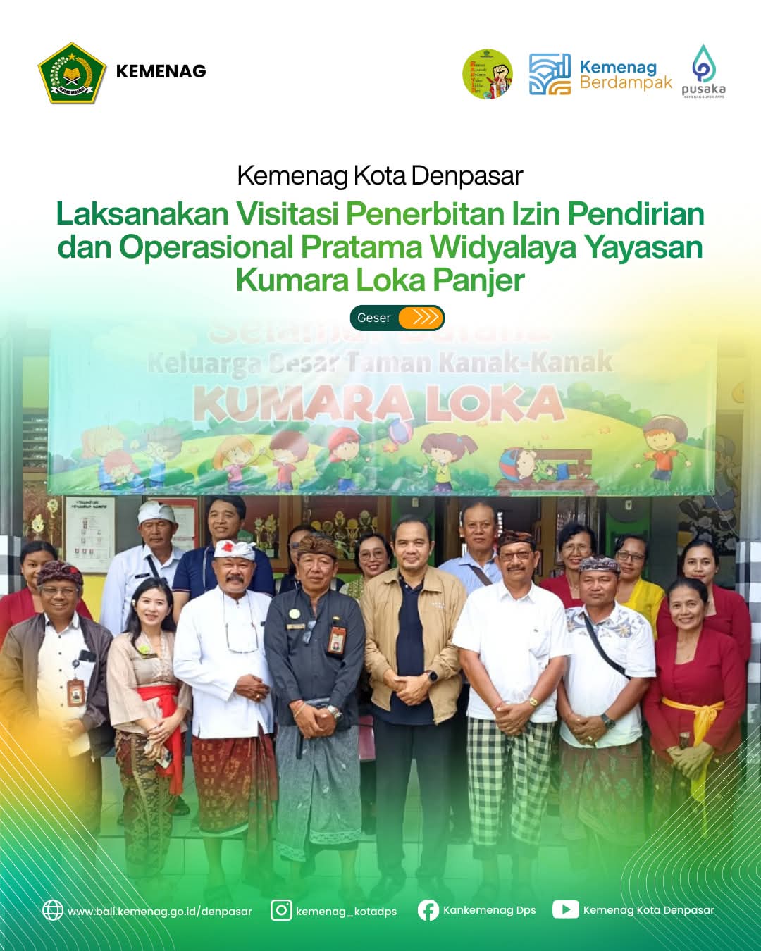 Kemenag Kota Denpasar Laksanakan Visitasi Penerbitan Izin Pendirian dan Operasional Pratama Widyalaya Yayasan Kumara Loka Panjer