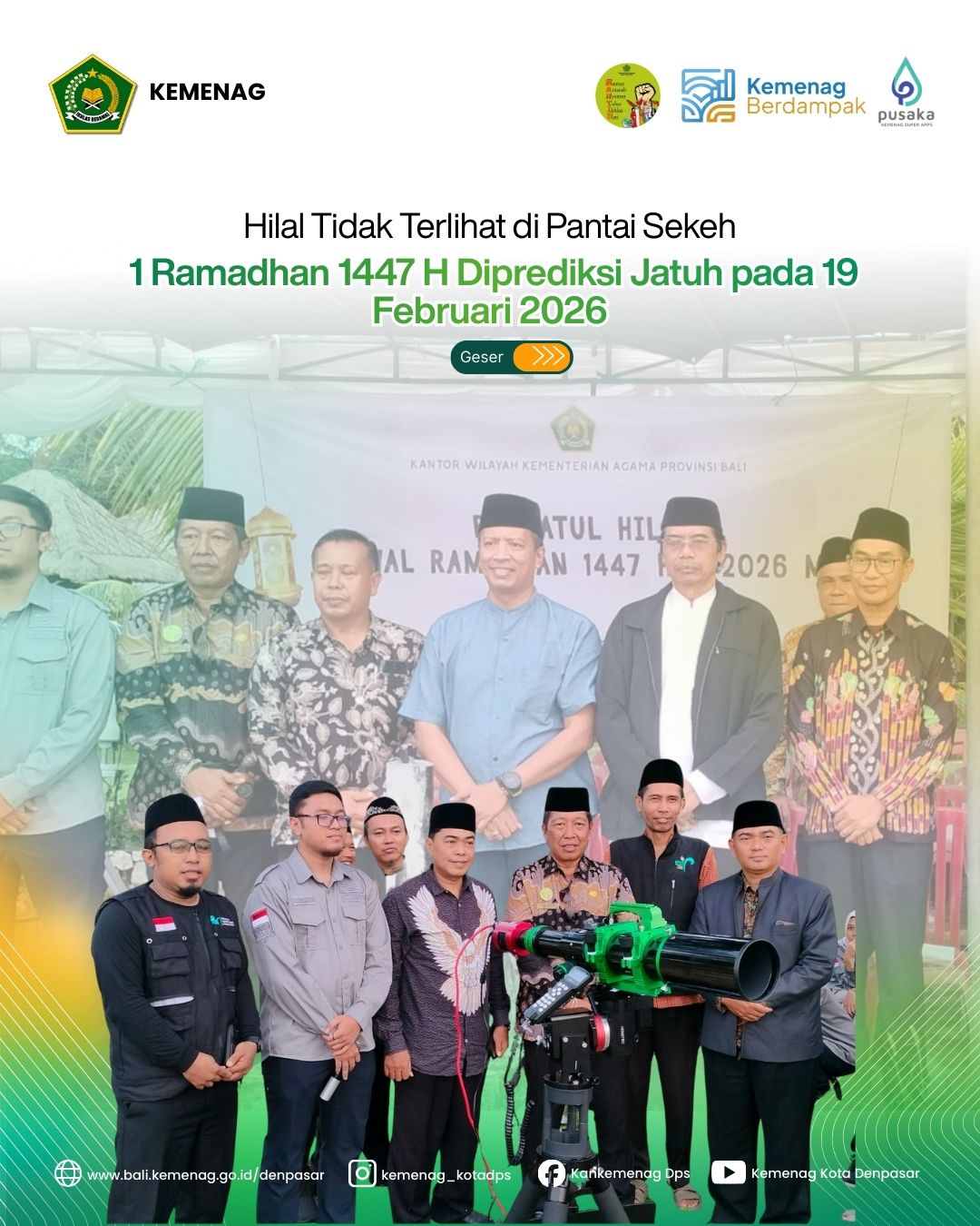 Hilal Tidak Terlihat di Pantai Sekeh, 1 Ramadhan 1447 H Diprediksi Jatuh pada 19 Februari 2026