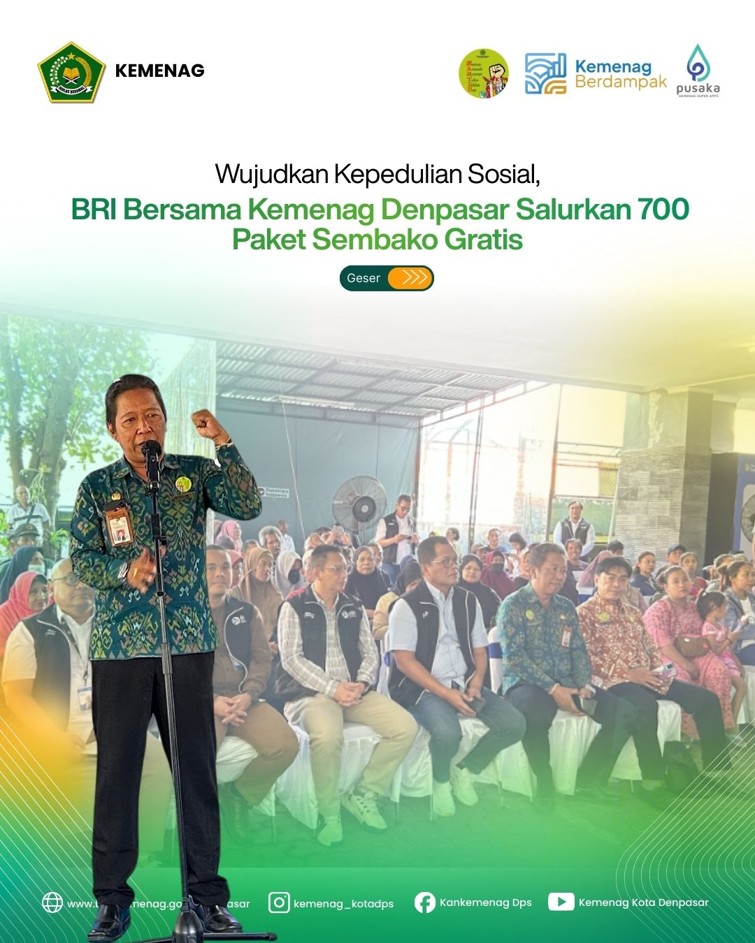 Wujudkan Kepedulian Sosial, BRI Bersama Kemenag Denpasar Salurkan 700 Paket Sembako Gratis