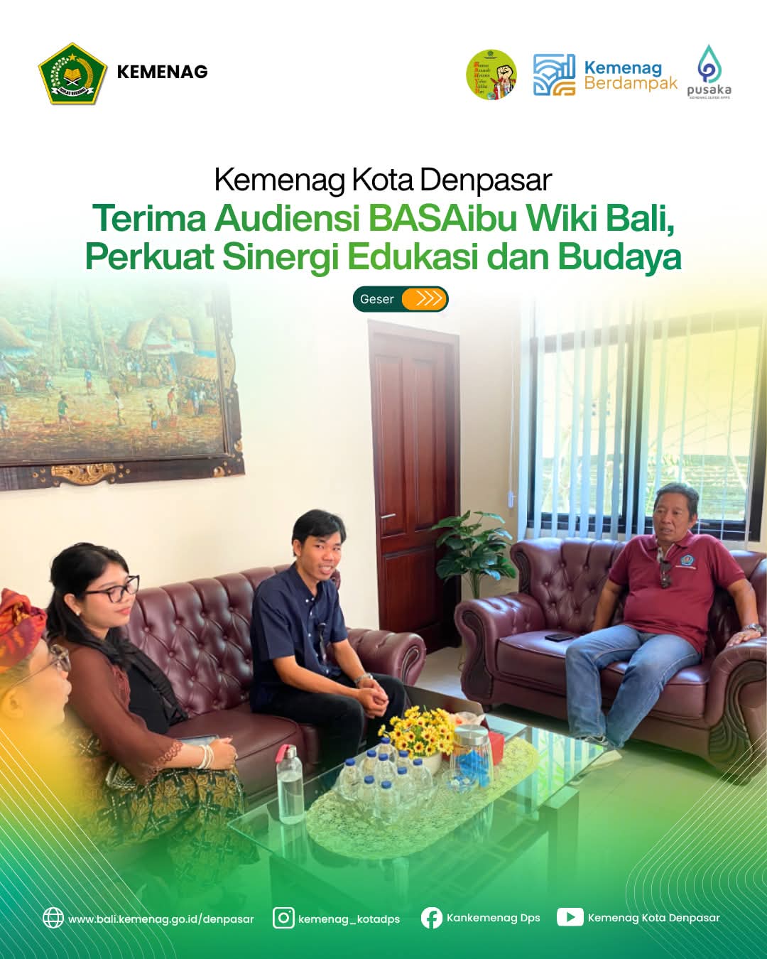 Kemenag Kota Denpasar Terima Audiensi BASAibu Wiki Bali, Perkuat Sinergi Edukasi dan Budaya