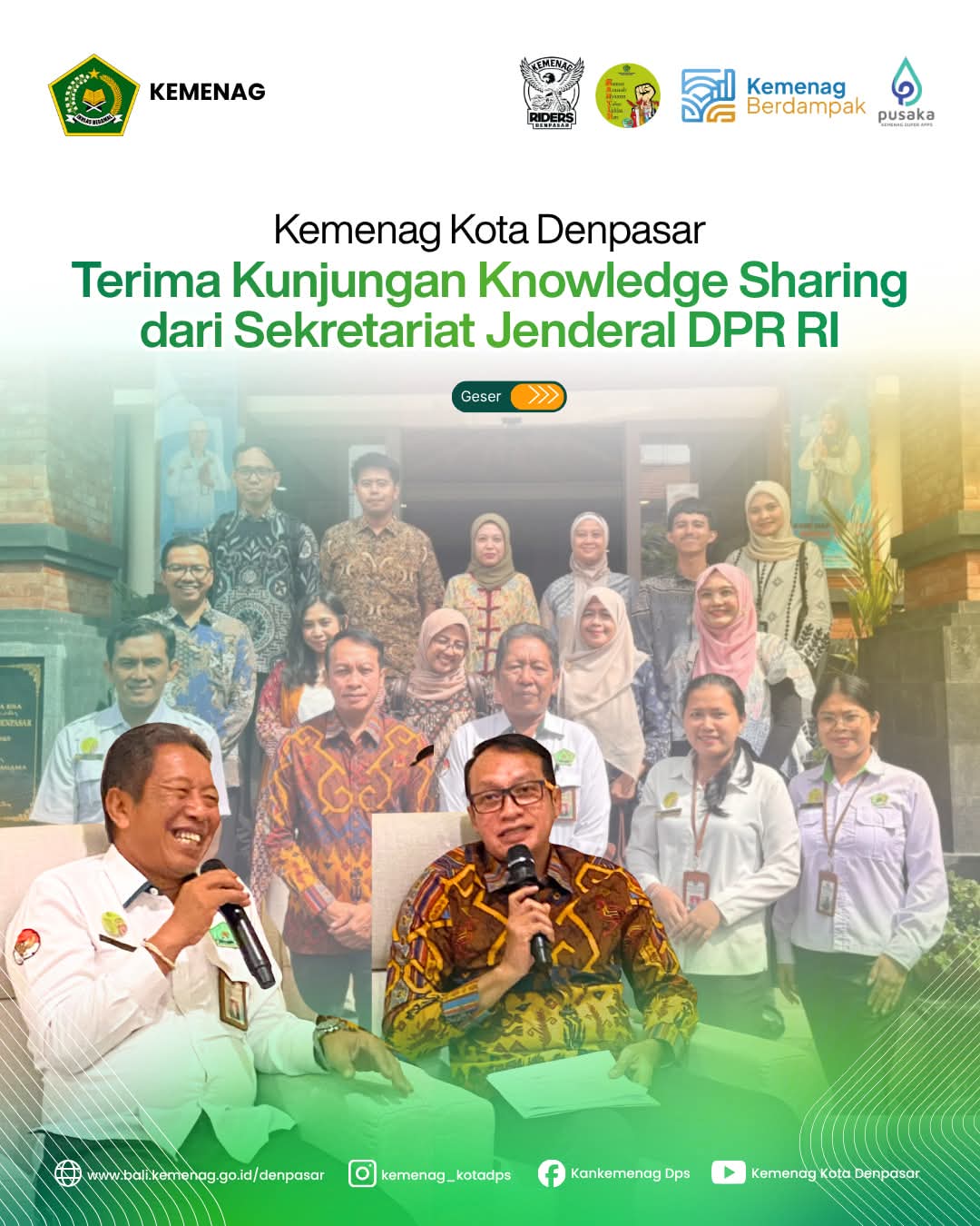 Kemenag Kota Denpasar Terima Kunjungan Knowledge Sharing dari Sekretariat Jenderal DPR RI
