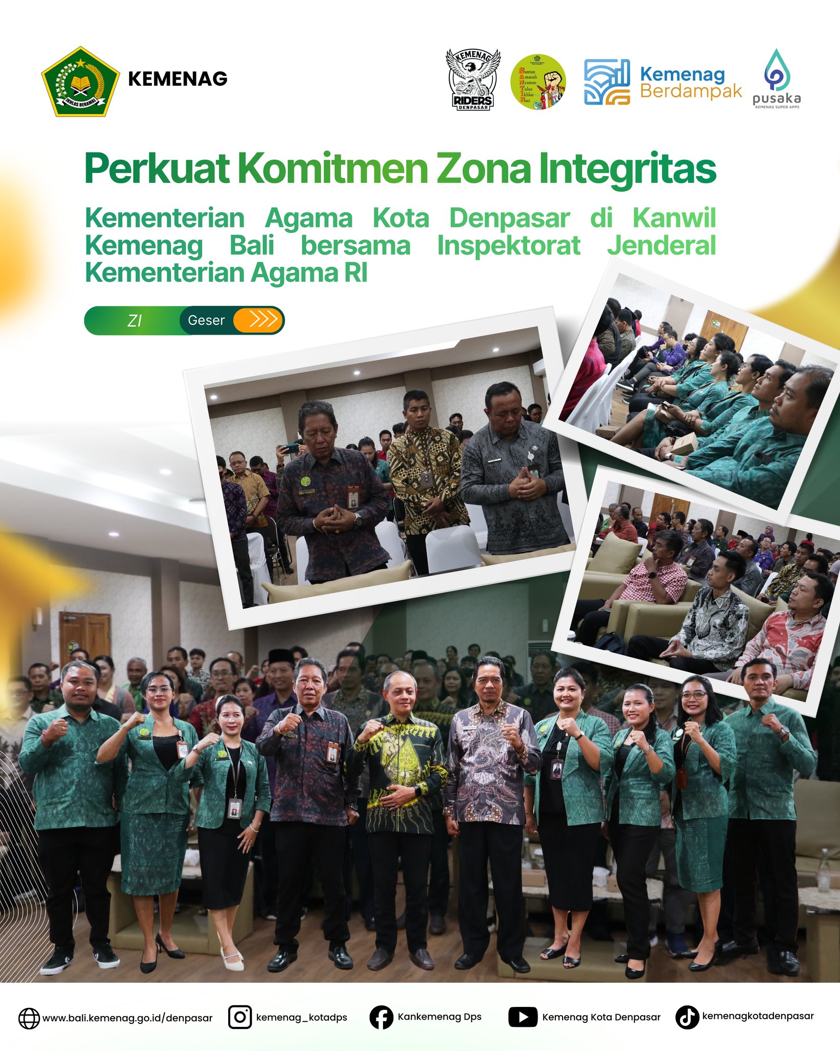 Kementerian Agama Kota Denpasar Perkuat Komitmen Zona Integritas di Kanwil Kemenag Bali bersama Inspektorat Jenderal Kementerian Agama RI