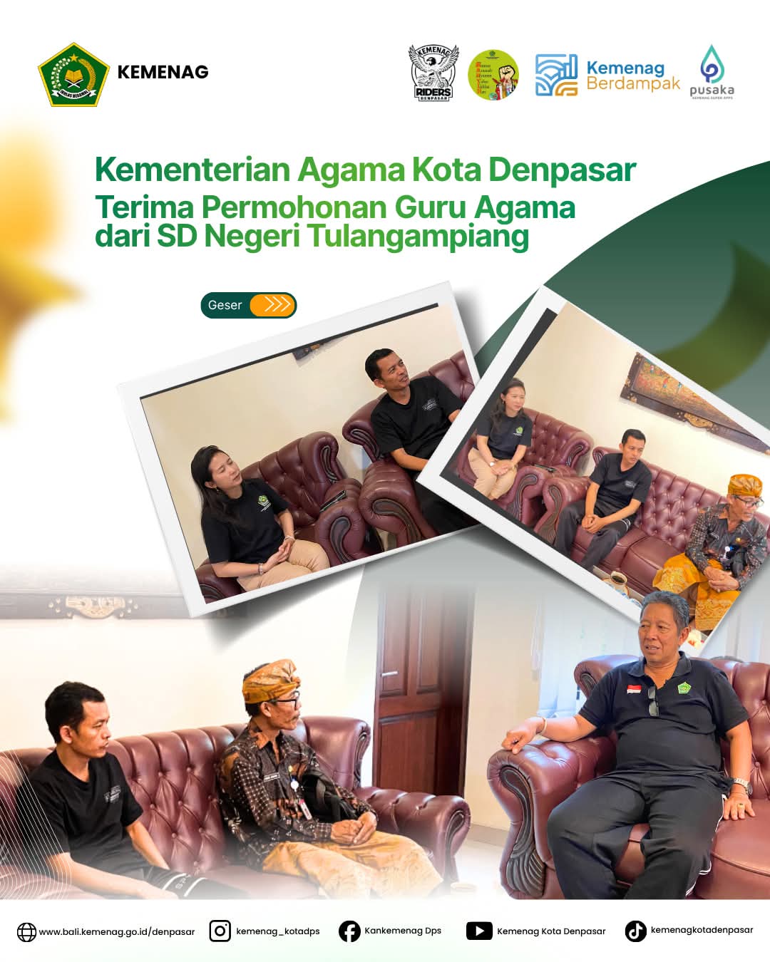 Kementerian Agama Kota Denpasar Terima Permohonan Guru Agama dari SD Negeri Tulangampiang