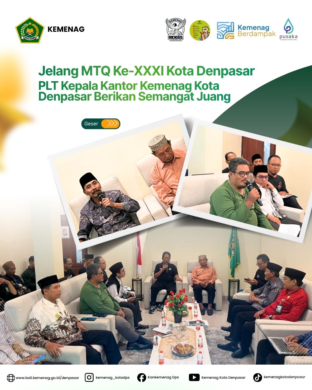 Jelang MTQ Ke-XXXI Kota Denpasar: PLT Kepala Kantor Kemenag Kota Denpasar Berikan Semangat Juang