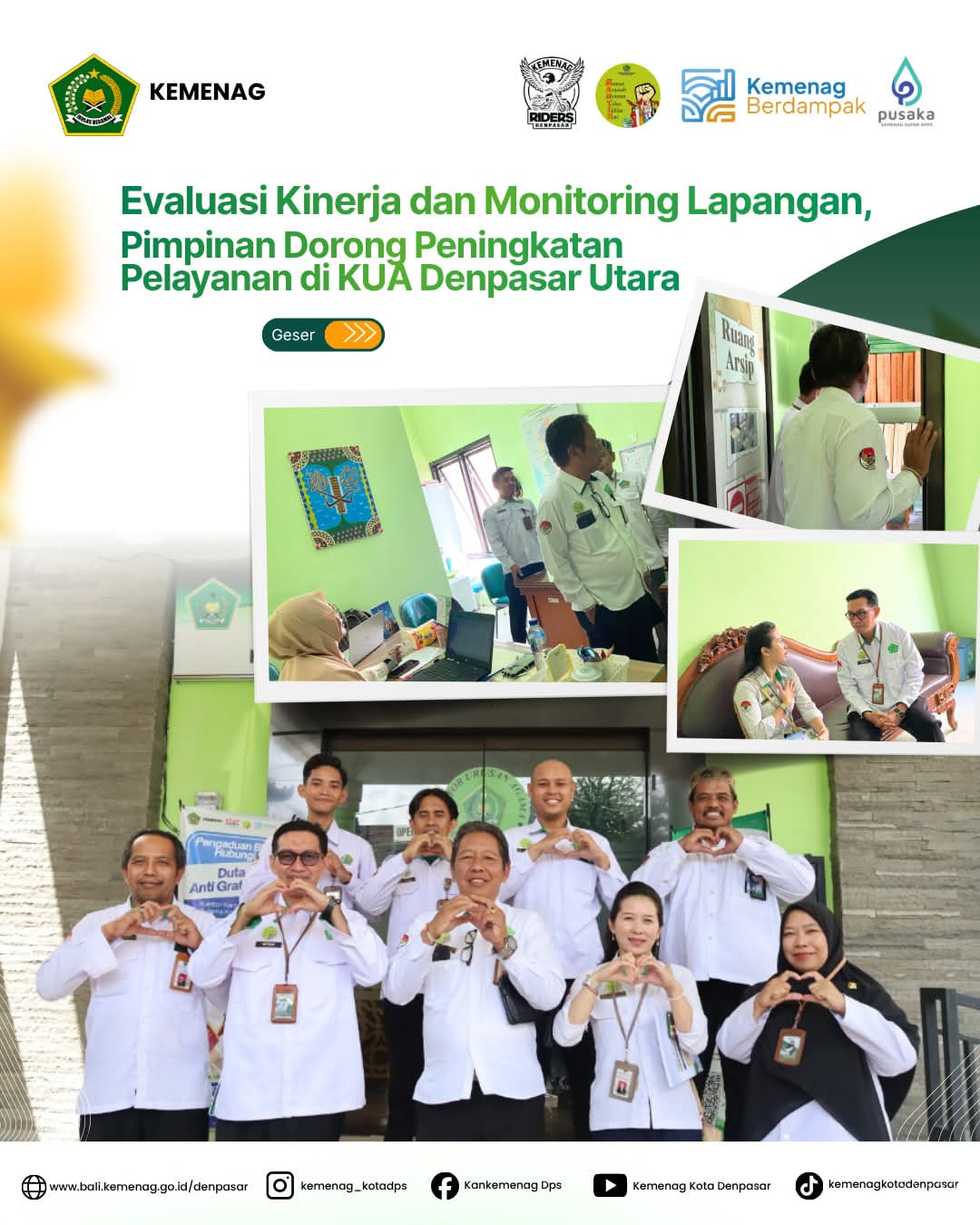 Evaluasi Kinerja dan Monitoring Lapangan, Pimpinan Dorong Peningkatan Pelayanan di KUA Denpasar Utara