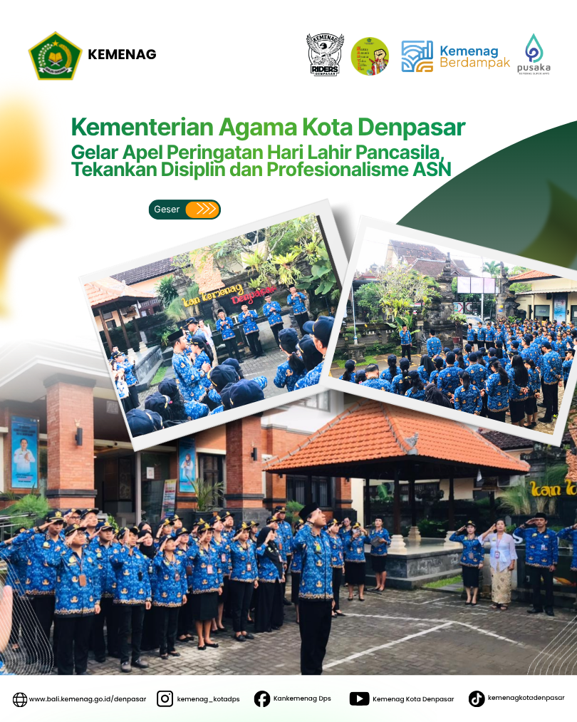Kemenag Kota Denpasar Gelar Apel Peringatan Hari Lahir Pancasila, Tekankan Disiplin dan Profesionalisme ASN 