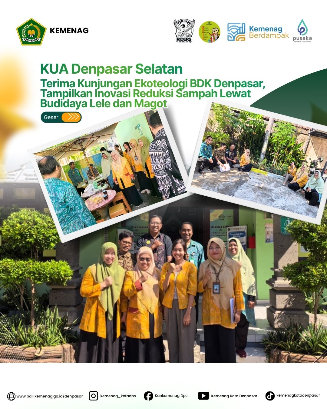 KUA Denpasar Selatan Terima Kunjungan Ekoteologi BDK Denpasar, Tampilkan Inovasi Reduksi Sampah Lewat Budidaya Lele dan Magot