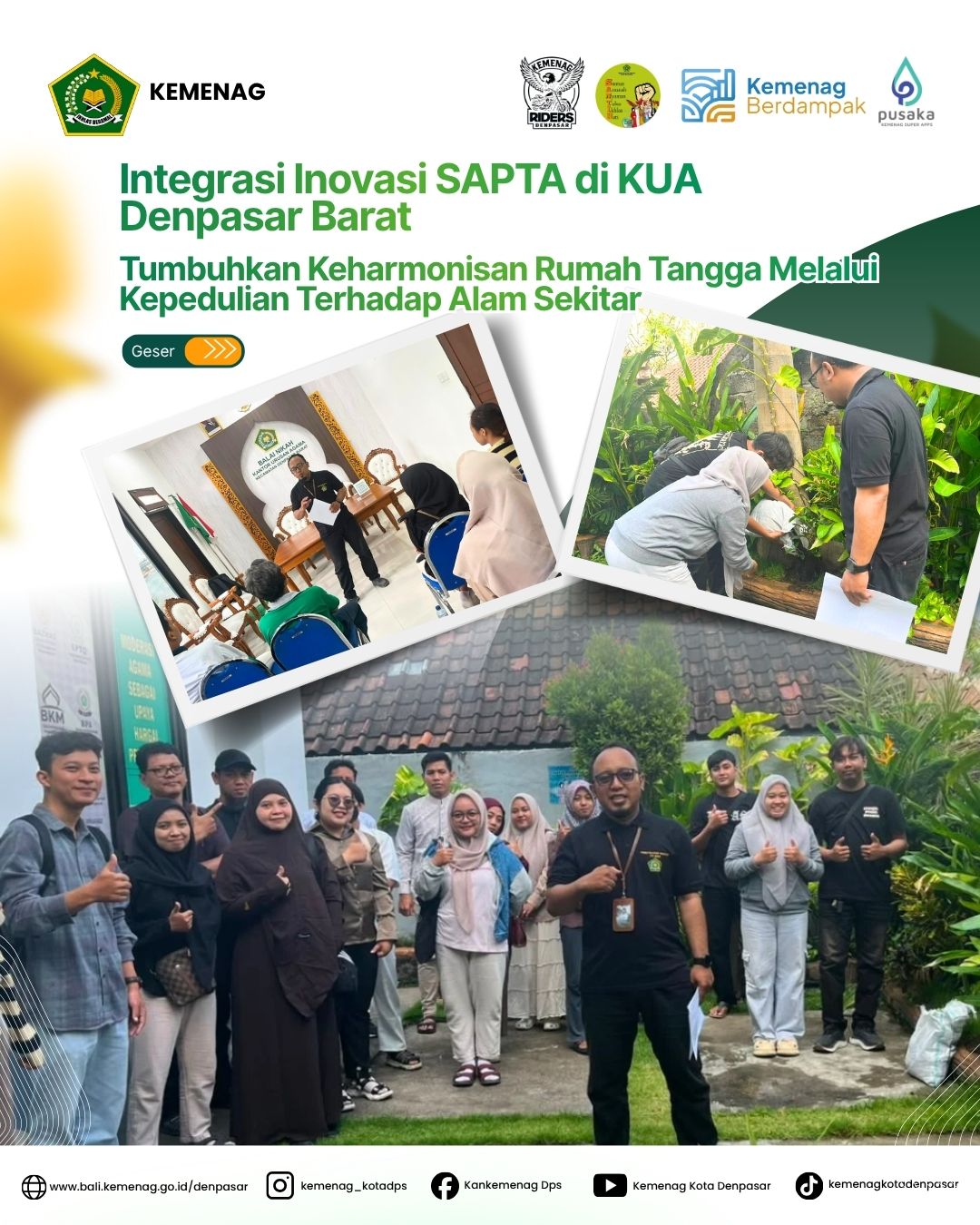Integrasi Inovasi SAPTA di KUA Denpasar Barat; Tumbuhkan Keharmonisan Rumah Tangga Melalui Kepedulian Terhadap Alam Sekitar