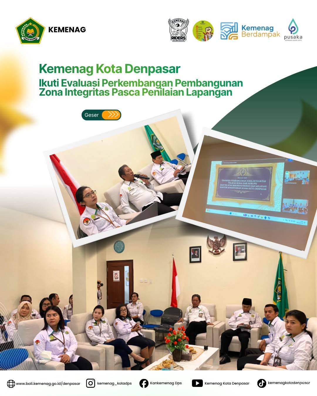Kemenag Kota Denpasar Ikuti Evaluasi Perkembangan Pembangunan Zona Integritas Pasca Penilaian Lapangan
