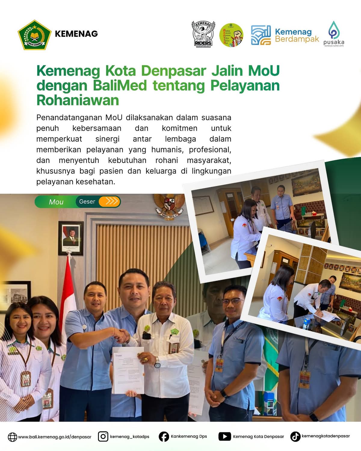 Kemenag Kota Denpasar Jalin MoU dengan BaliMed tentang Pelayanan Rohaniawan