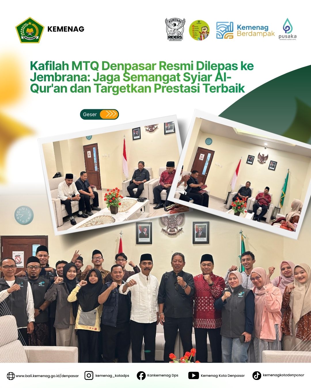 Kafilah MTQ Denpasar Resmi Dilepas ke Jembrana: Jaga Semangat Syiar Al-Qur'an dan Targetkan Prestasi Terbaik