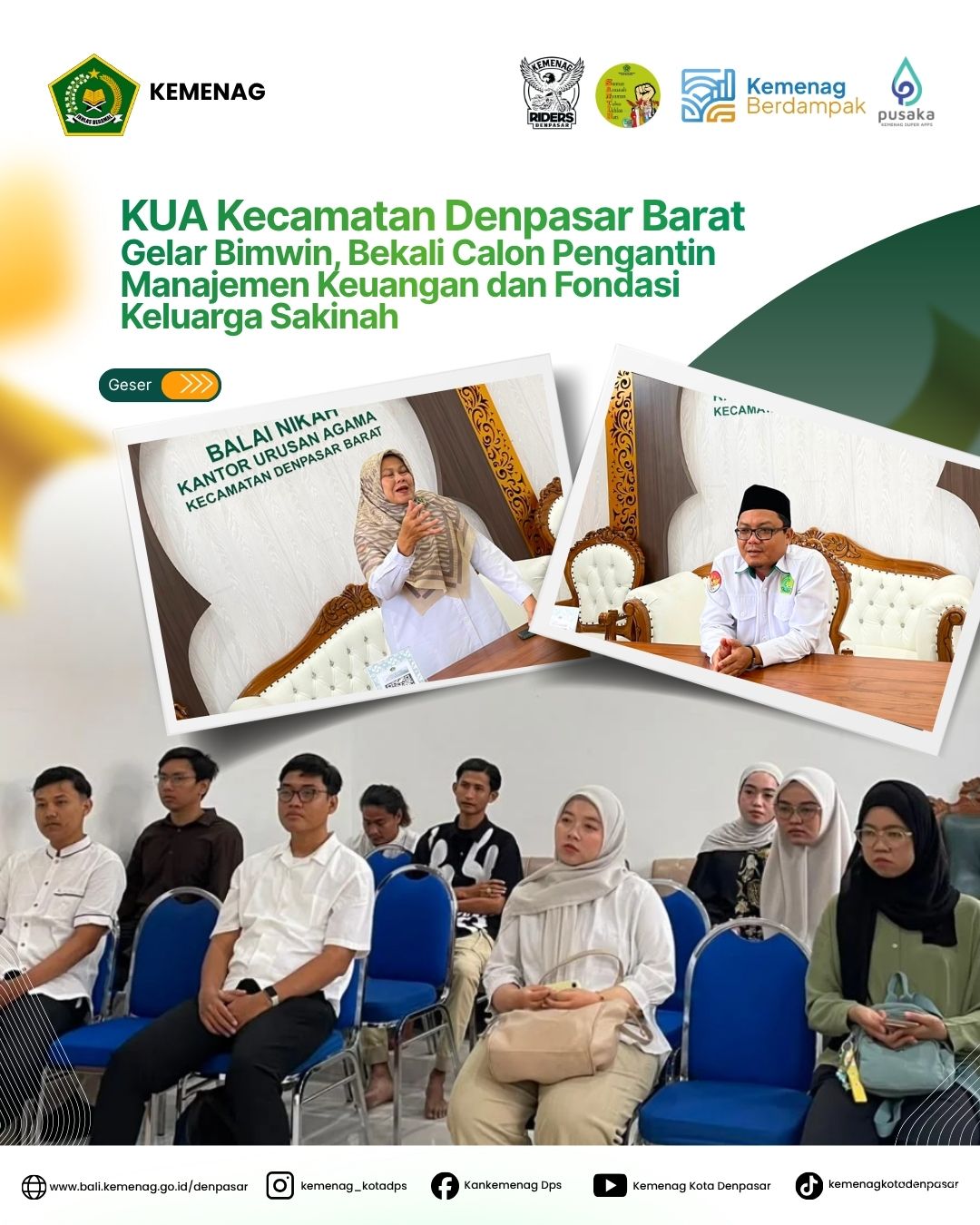 KUA Kecamatan Denpasar Barat Gelar Bimwin, Bekali Calon Pengantin Manajemen Keuangan dan Fondasi Keluarga Sakinah