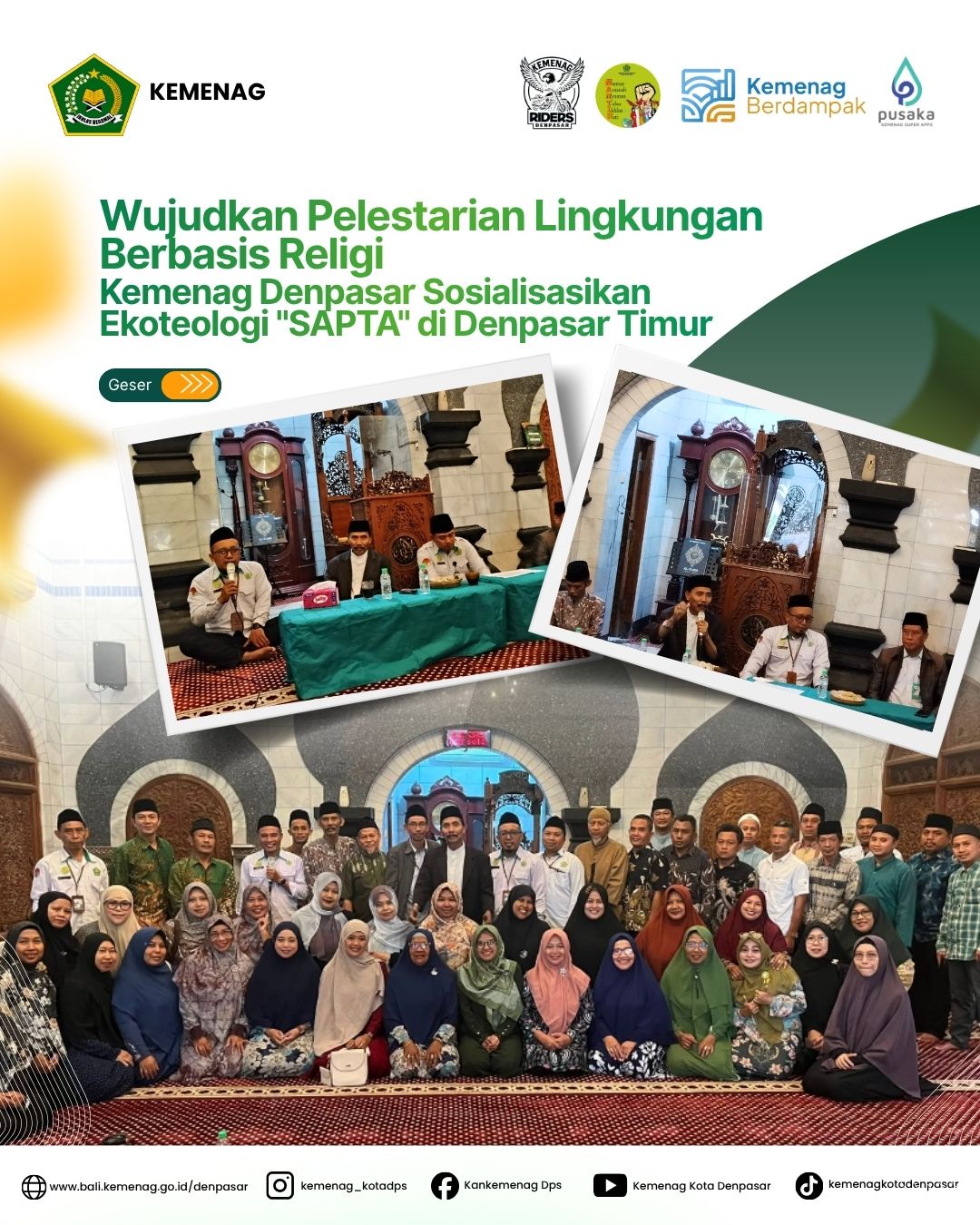 Wujudkan Pelestarian Lingkungan Berbasis Religi, Kemenag Denpasar Sosialisasikan Ekoteologi "SAPTA" di Denpasar Timur