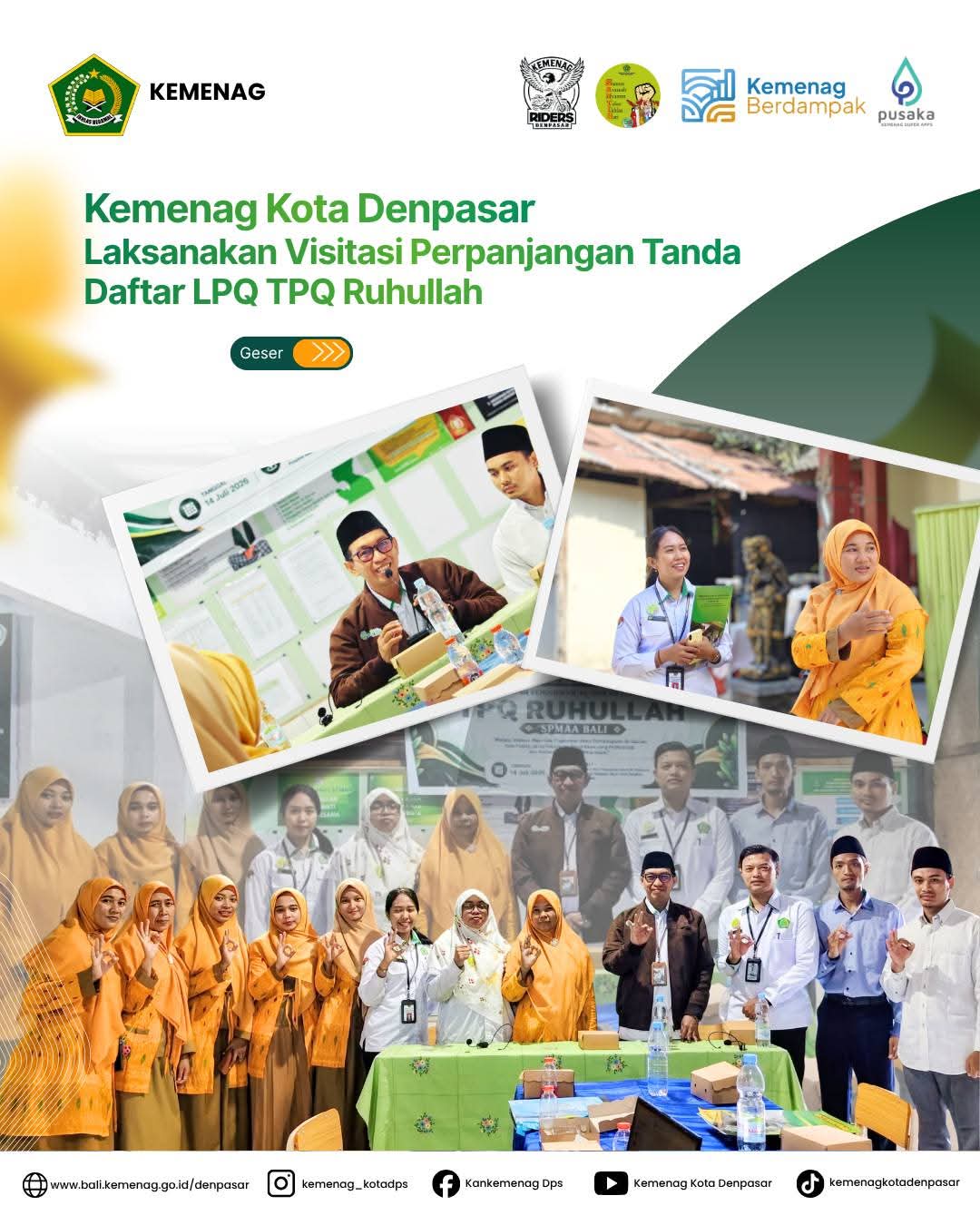 Kemenag Kota Denpasar Laksanakan Visitasi Perpanjangan Tanda Daftar LPQ TPQ Ruhullah