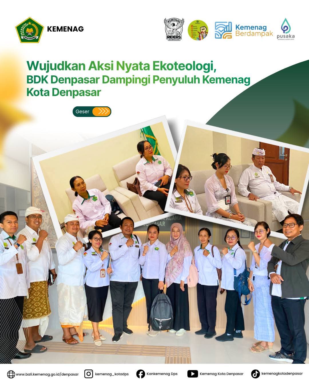 Wujudkan Aksi Nyata Ekoteologi, BDK Denpasar Dampingi Penyuluh Kemenag Kota Denpasar