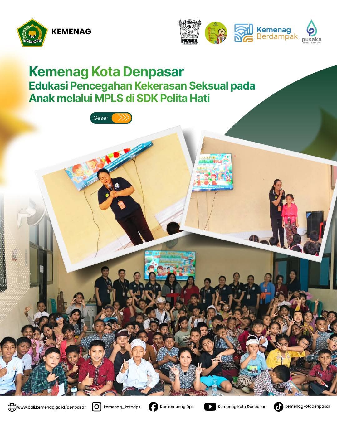 Kemenag Kota Denpasar Edukasi Pencegahan Kekerasan Seksual pada Anak melalui MPLS di SDK Pelita Hati