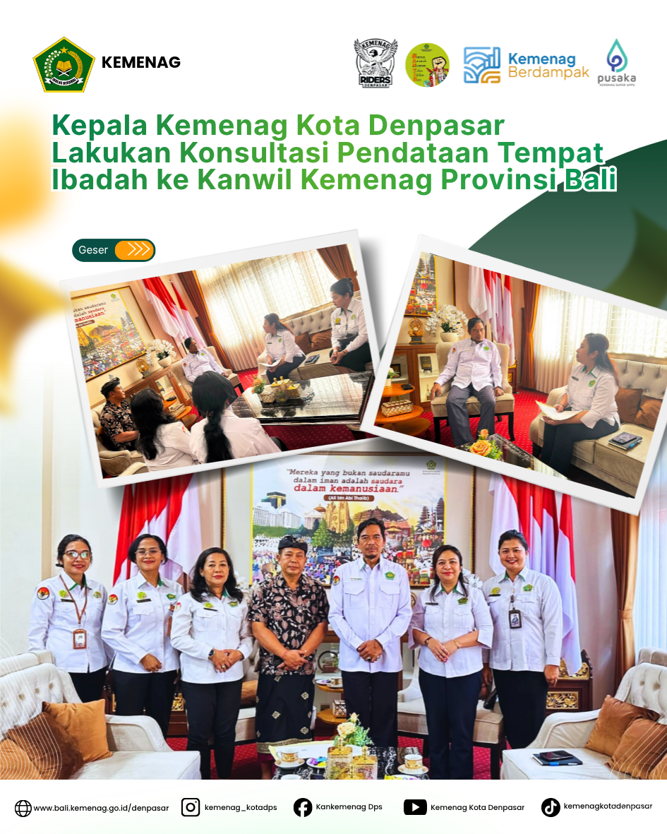 Kepala Kemenag Kota Denpasar Lakukan Konsultasi Pendataan Tempat Ibadah ke Kanwil Kemenag Provinsi Bali