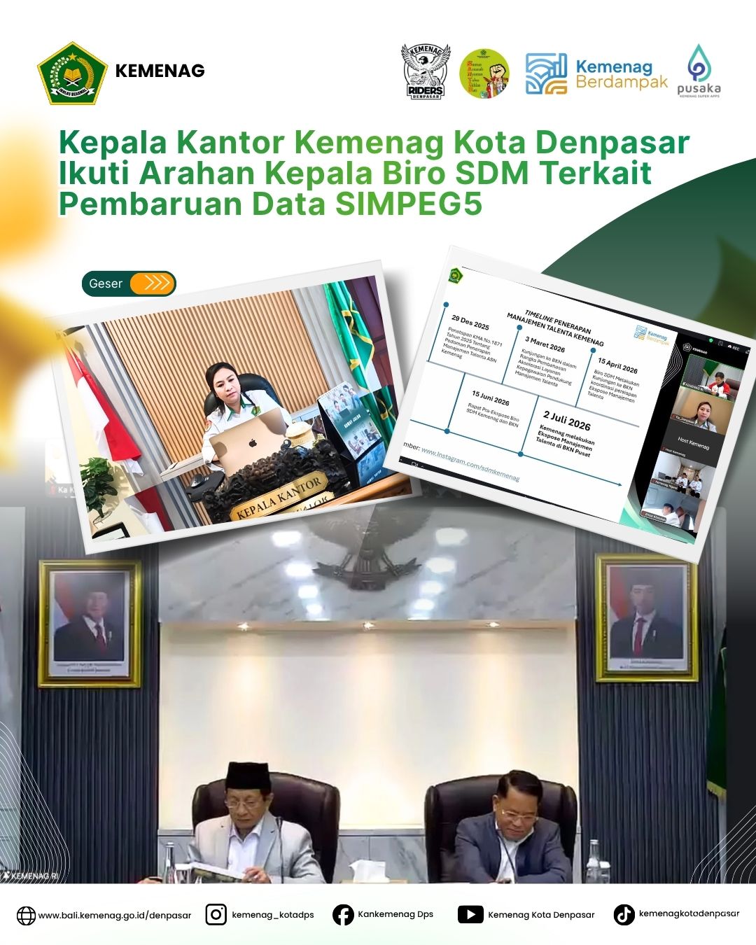 Kepala Kantor Kemenag Kota Denpasar Ikuti Arahan Kepala Biro SDM Terkait Pembaruan Data SIMPEG5 
