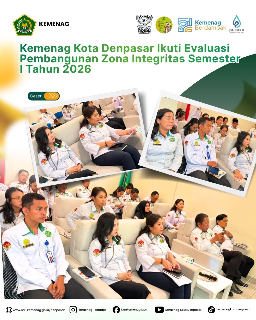 Kemenag Kota Denpasar Ikuti Evaluasi Pembangunan Zona Integritas Semester I Tahun 2026