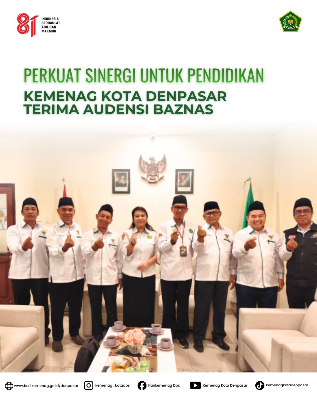 Perkuat Sinergi untuk Pendidikan,Kemenag Kota Denpasar Terima Audensi BAZNAS 