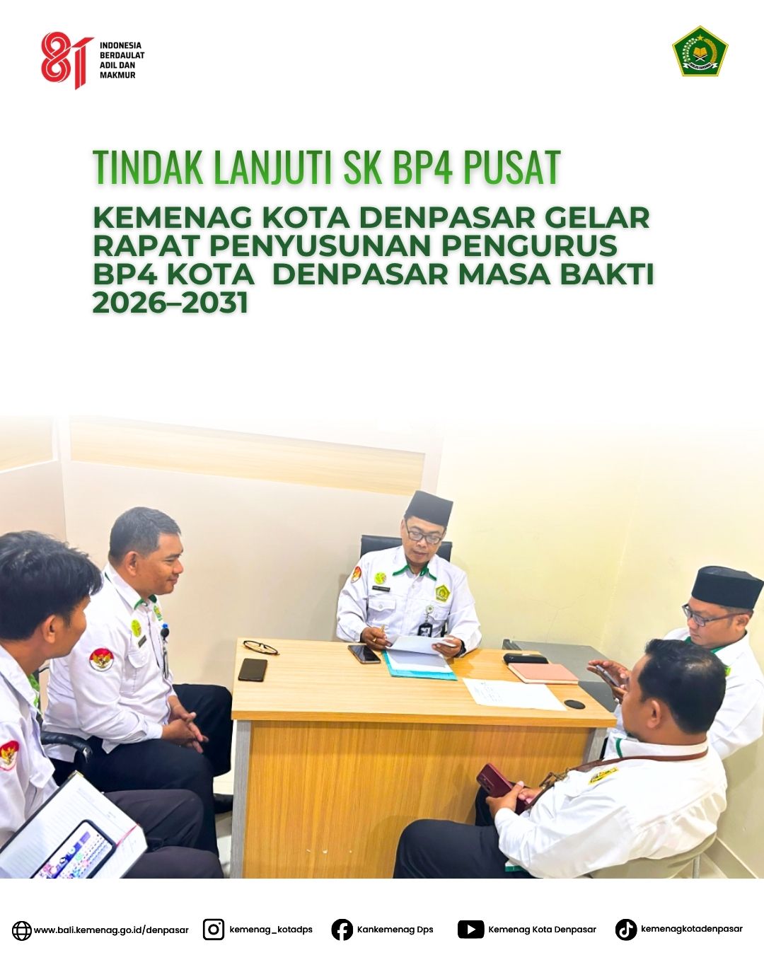 Tindak Lanjuti SK BP4 Pusat, Kemenag Kota Denpasar Gelar Rapat Penyusunan Pengurus BP4 Kota    Denpasar Masa Bakti 2026–2031