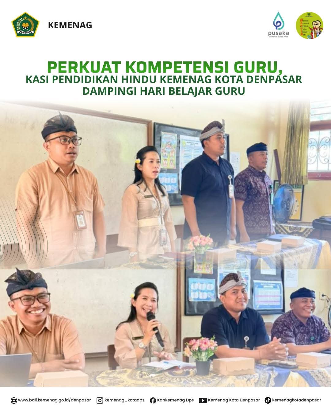 Perkuat Kompetensi Guru, Kasi Pendidikan Hindu Kemenag Kota Denpasar Dampingi Hari Belajar Guru