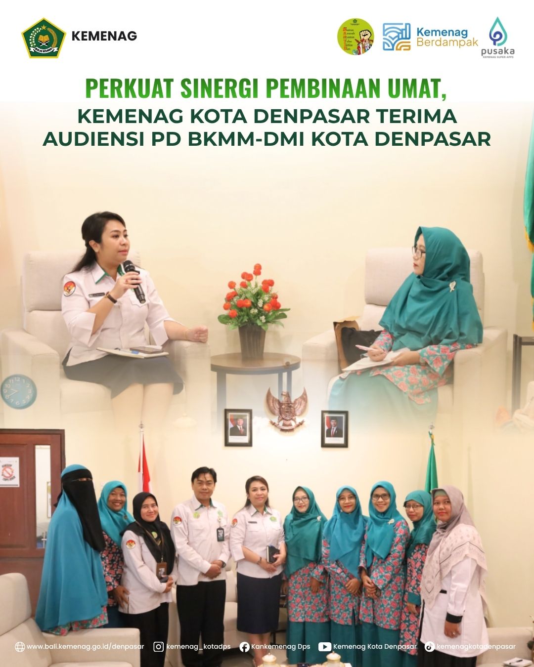 Perkuat Sinergi Pembinaan Umat,Kemenag Kota Denpasar Terima Audiensi PD BKMM-DMI Kota Denpasar