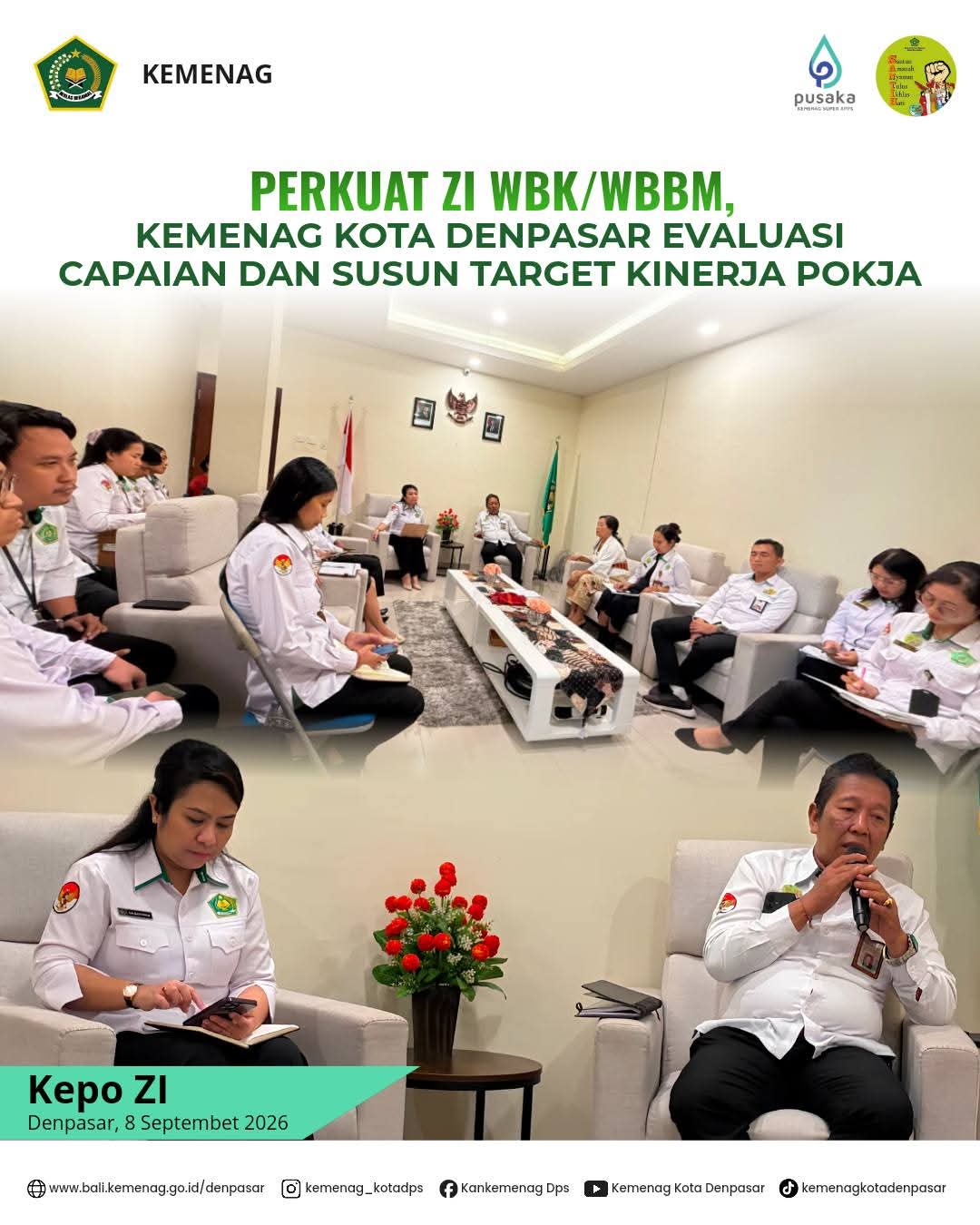 Perkuat ZI WBK/WBBM, Kemenag Kota Denpasar Evaluasi Capaian dan Susun Target Kinerja Pokja