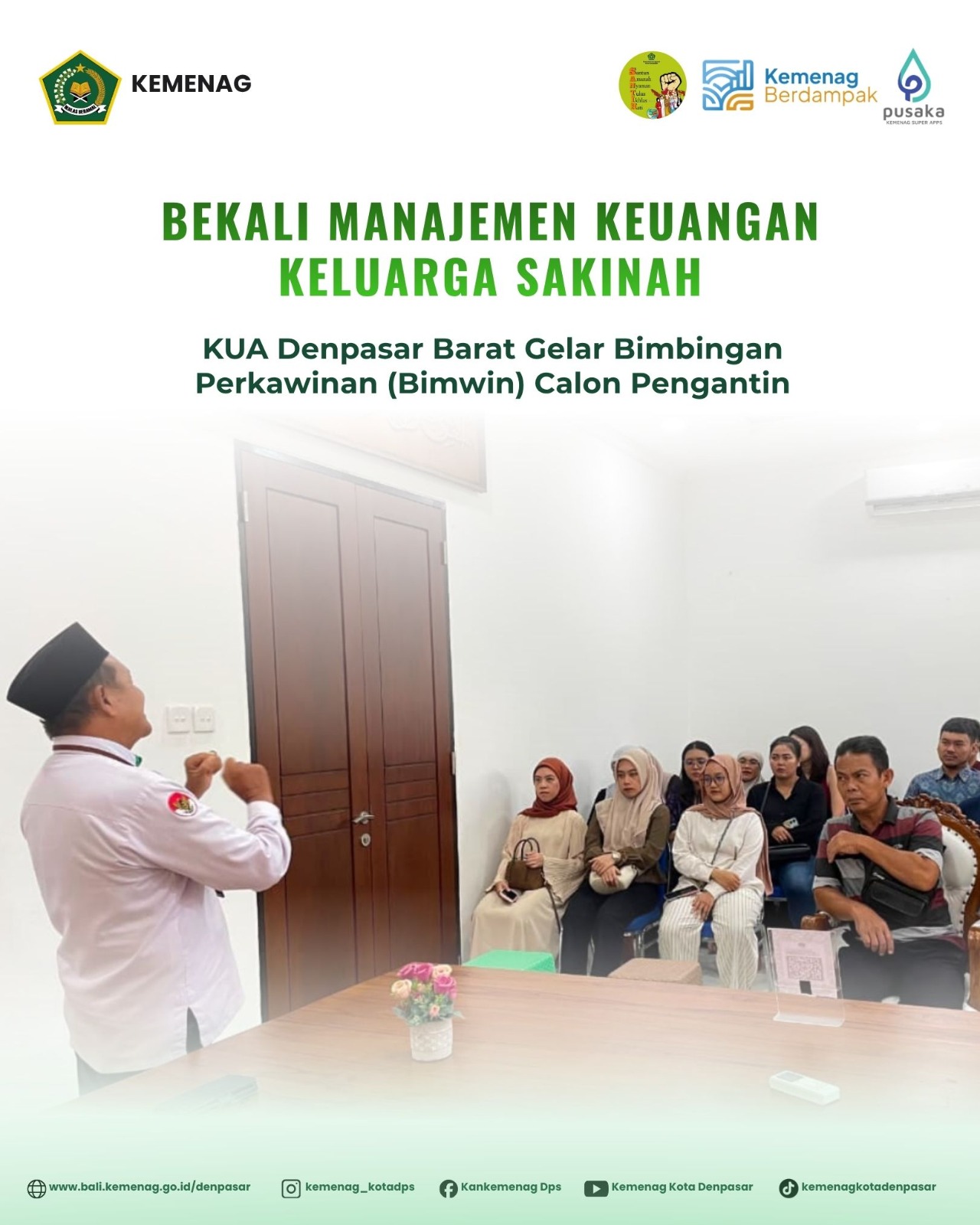 Bekali Manajemen Keuangan Keluarga Sakinah, KUA Denpasar Barat Gelar Bimbingan Perkawinan (Bimwin) Calon Pengantin