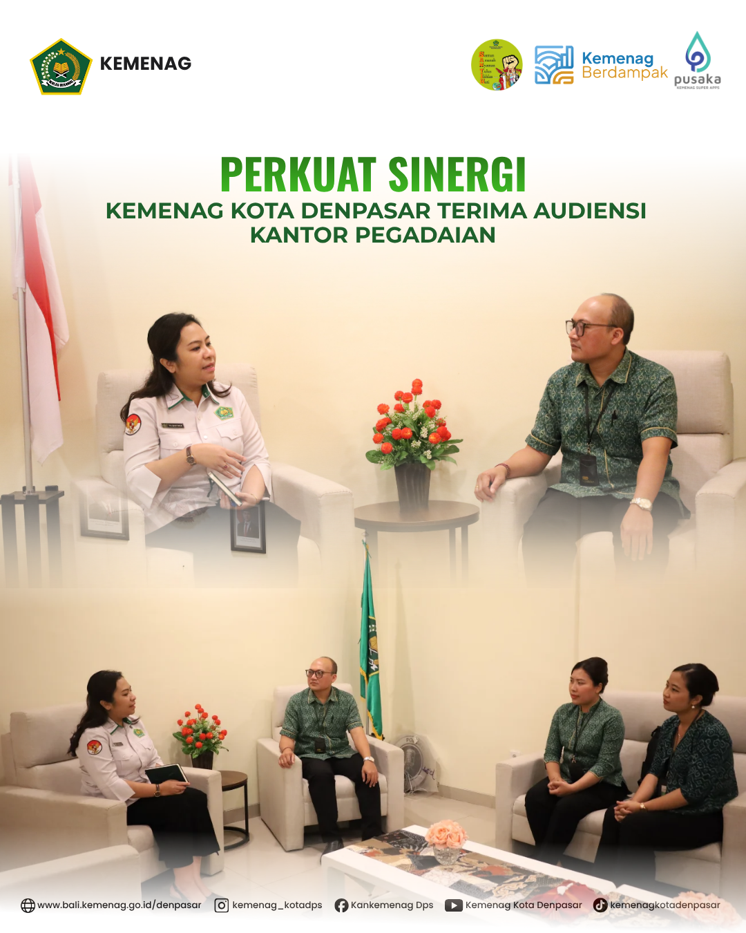 Perkuat Sinergi, Kemenag Kota Denpasar Terima Audiensi Kantor Pegadaian 