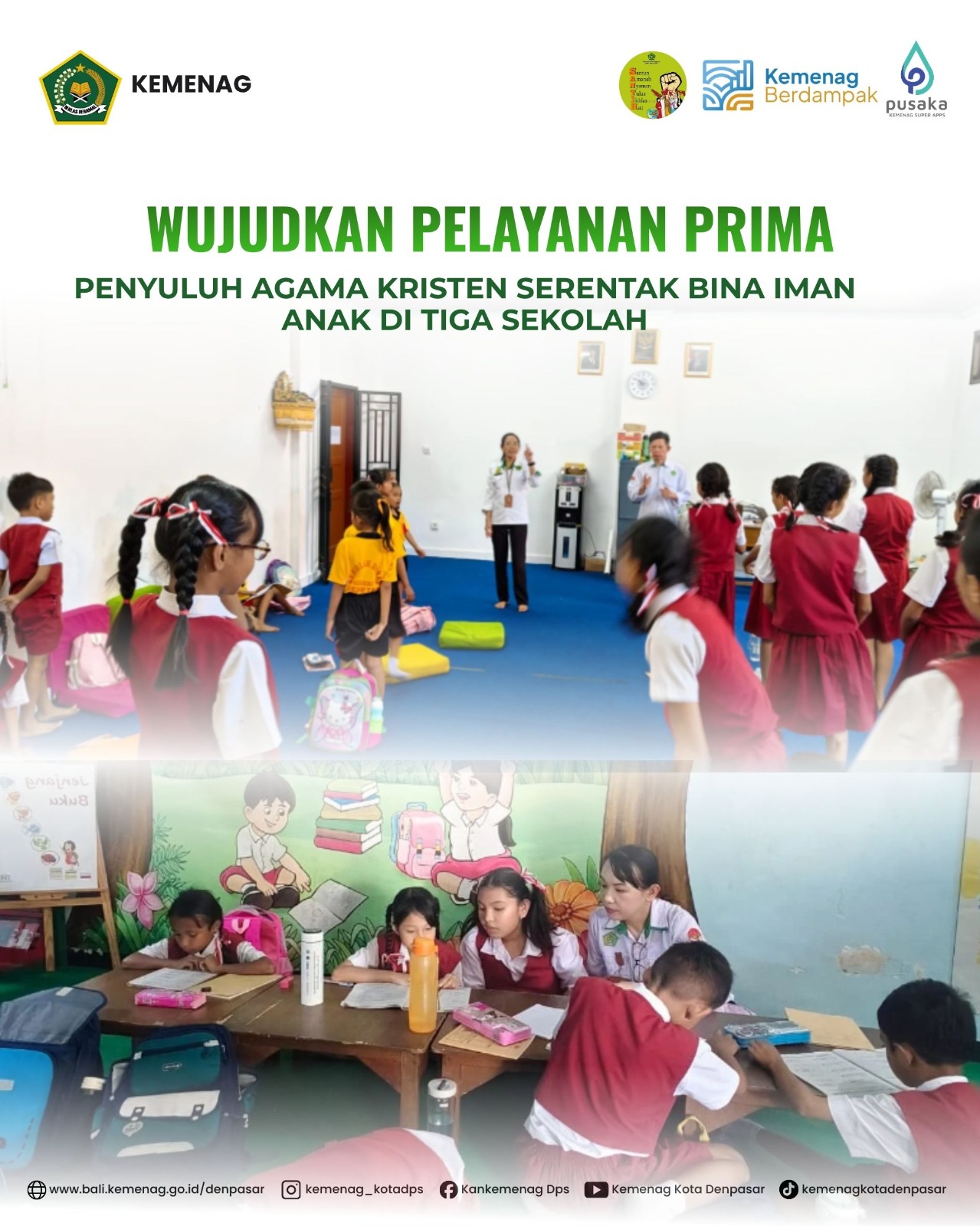 Wujudkan Pelayanan Prima, Penyuluh Agama Kristen Serentak Bina Iman Anak di Tiga Sekolah