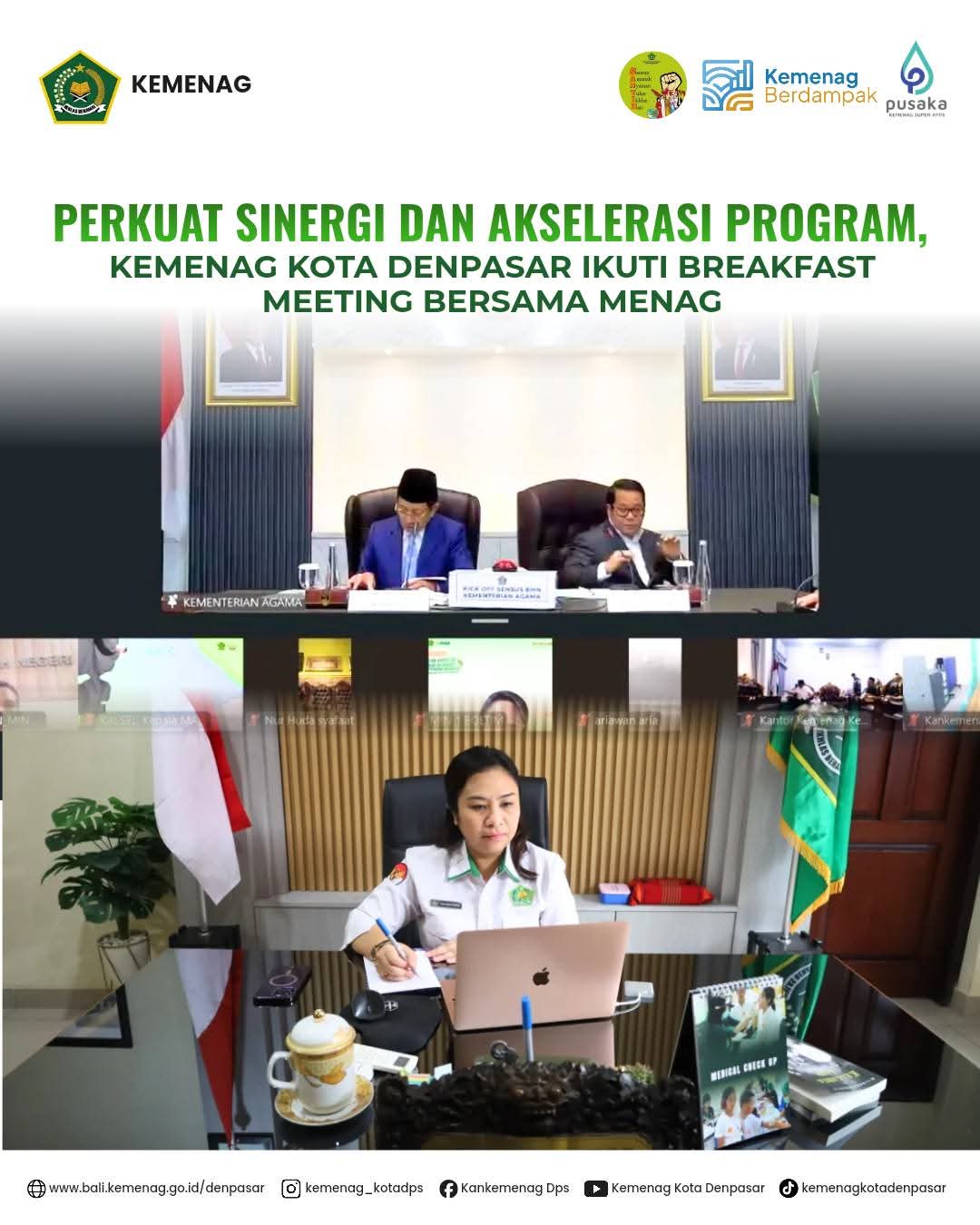 Perkuat Sinergi dan Akselerasi Program, Kemenag Kota Denpasar Ikuti Breakfast Meeting Bersama Menag