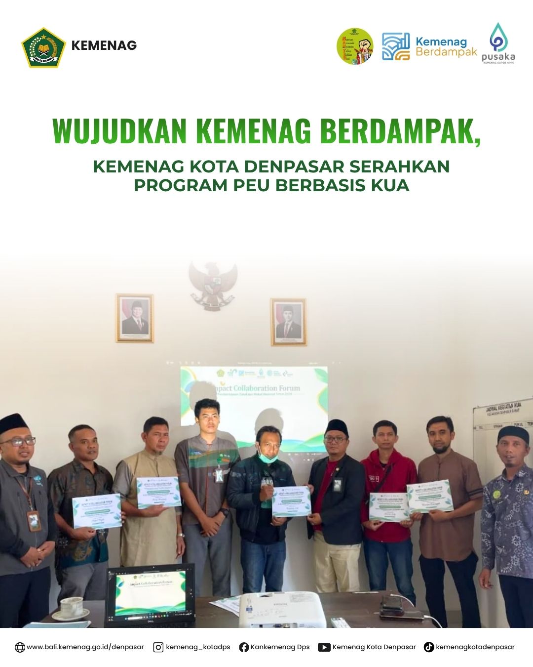 Wujudkan Kemenag Berdampak, Kemenag Kota Denpasar Serahkan Program PEU Berbasis KUA 