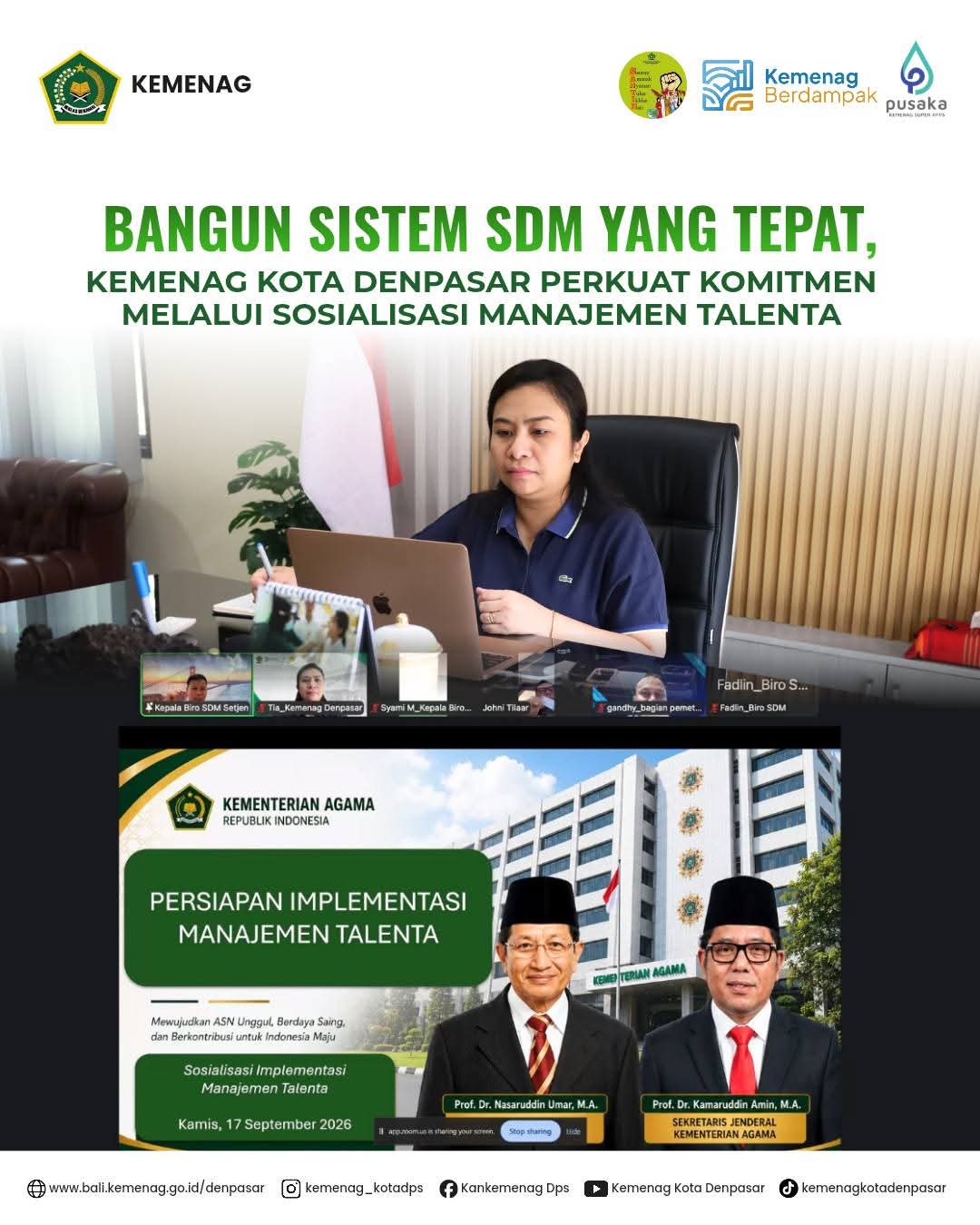 Bangun Sistem SDM yang Tepat, Kemenag Kota Denpasar Perkuat Komitmen melalui Sosialisasi Manajemen Talenta