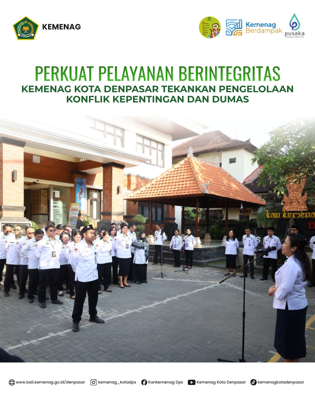 Perkuat Pelayanan Berintegritas, Kemenag Kota Denpasar Tekankan Pengelolaan Konflik Kepentingan dan Dumas