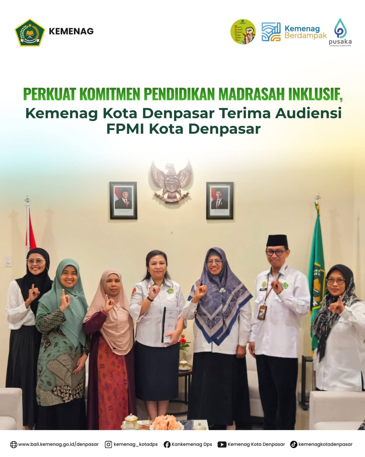 Perkuat Komitmen Pendidikan Madrasah Inklusif, Kemenag Kota Denpasar Terima Audiensi FPMI Kota Denpasar
