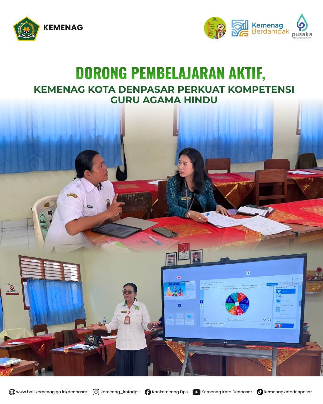 Dorong Pembelajaran Aktif, Kemenag Kota Denpasar Perkuat Kompetensi Guru Agama Hindu