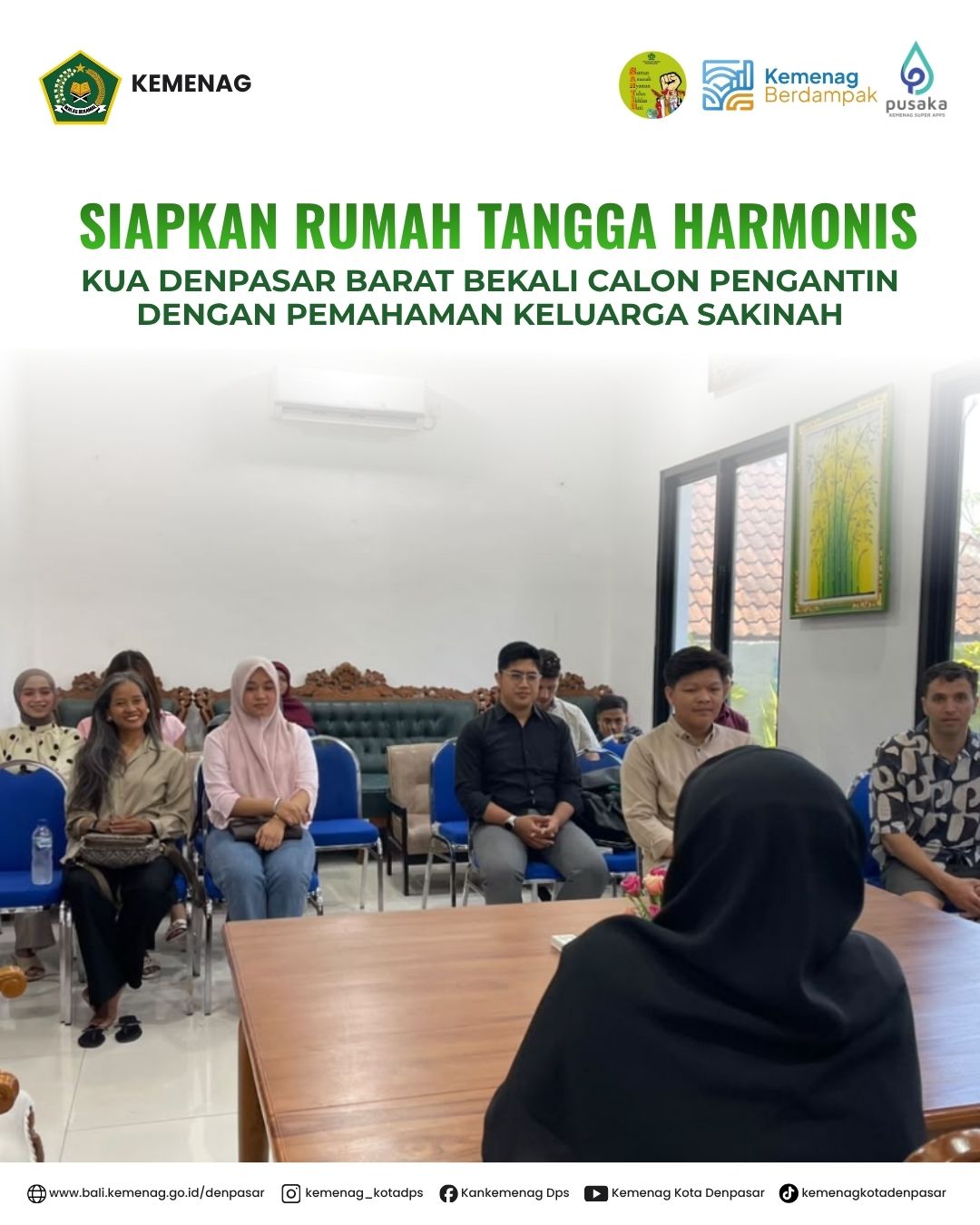 Siapkan Rumah Tangga Harmonis, KUA Denpasar Barat Bekali Calon Pengantin dengan Pemahaman Keluarga Sakinah