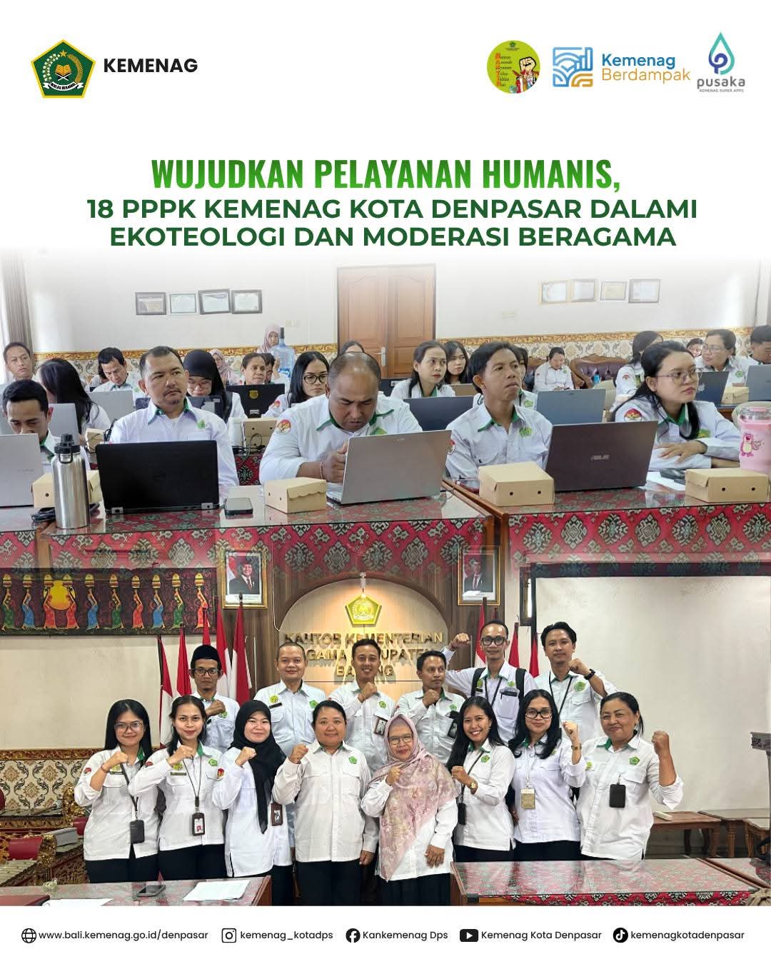 Wujudkan Pelayanan Humanis, 18 PPPK Kemenag Kota Denpasar Dalami Ekoteologi dan Moderasi Beragama