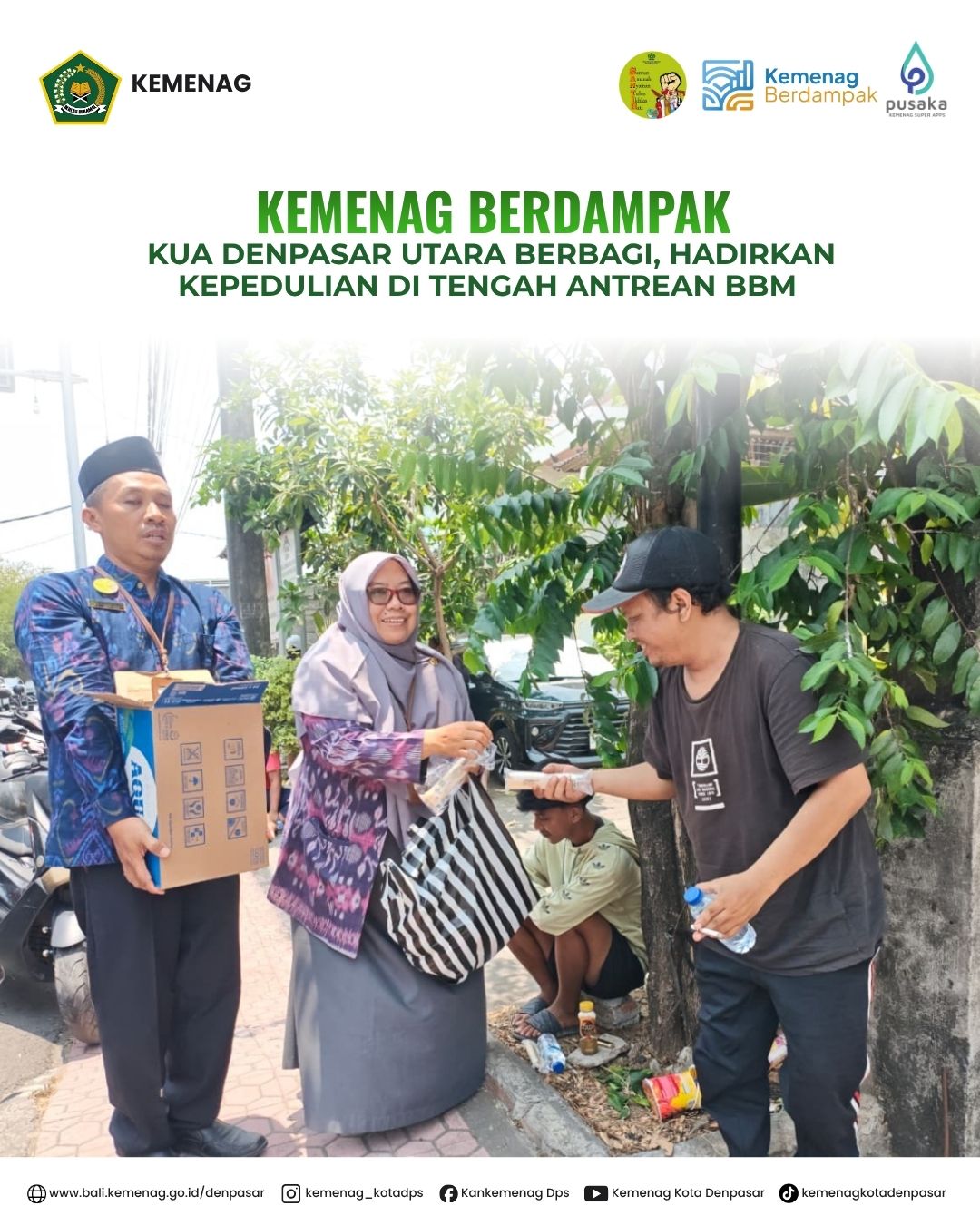 Kemenag Berdampak : KUA Denpasar Utara Berbagi, Hadirkan Kepedulian di Tengah Antrean BBM