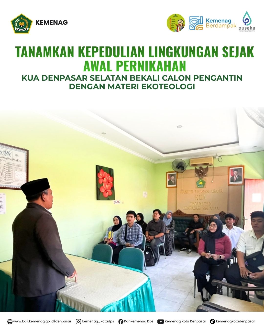Tanamkan Kepedulian Lingkungan Sejak Awal Pernikahan, KUA Denpasar Selatan Bekali Calon Pengantin dengan Materi Ekoteologi