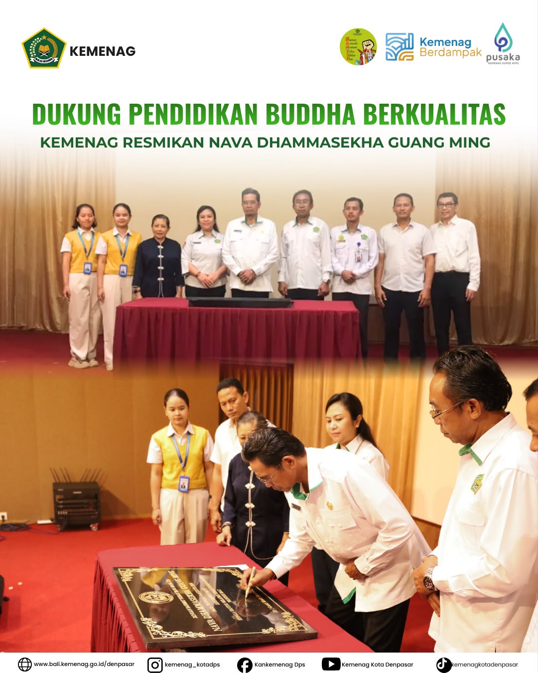 Dukung Pendidikan Buddha Berkualitas, Kemenag Resmikan Nava Dhammasekha Guang Ming