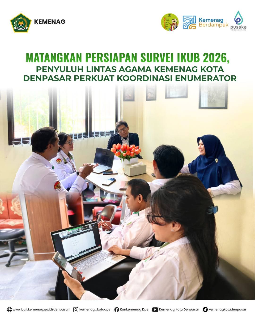 Matangkan Persiapan Survei IKUB 2026, Penyuluh Lintas Agama Kemenag Kota Denpasar Perkuat Koordinasi Enumerator